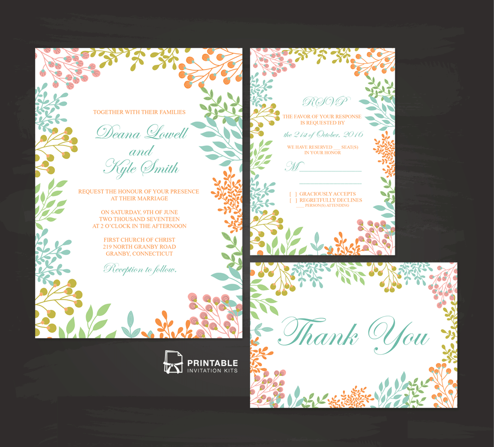 Byron Wedding Invitation Set Template connieandjoan.com