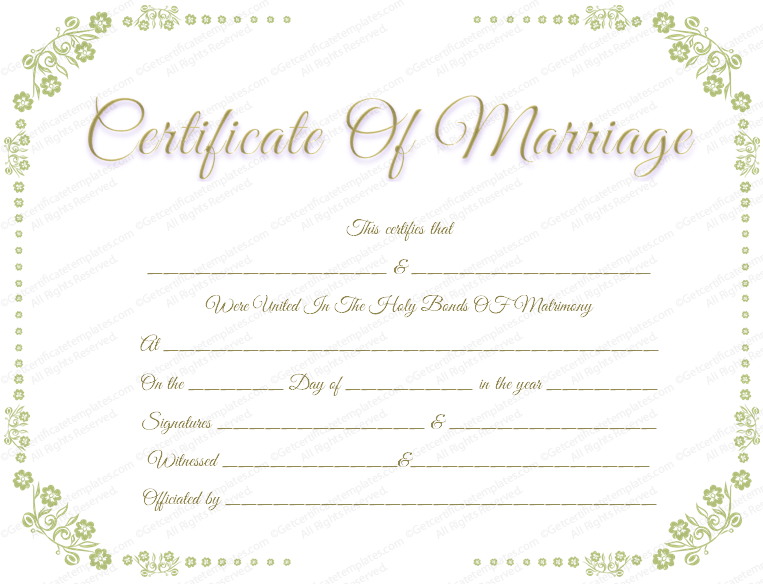 Wedding Certificate Template printable birthday certificates